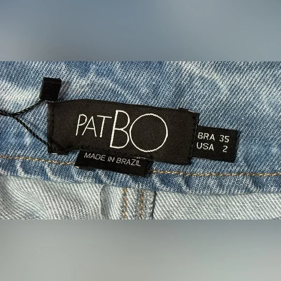 NEW PatBO Camila Coelho Denim Skirt NWT Sz 2 Beaded Accents - Picture 12 of 14